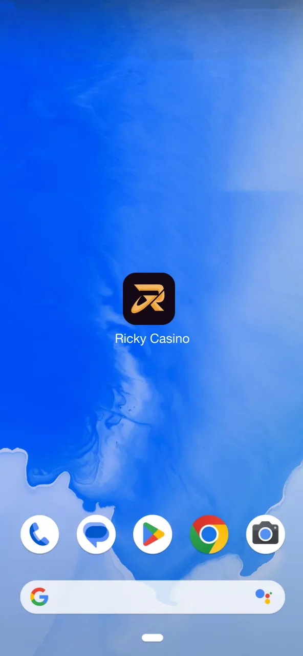 Ricky Casino app ready after APK install and login.