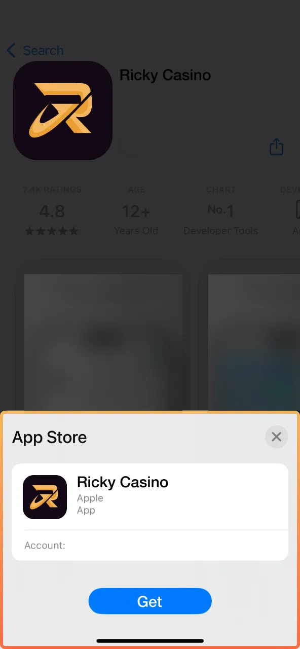 Approve iOS request to complete Ricky Casino installation.