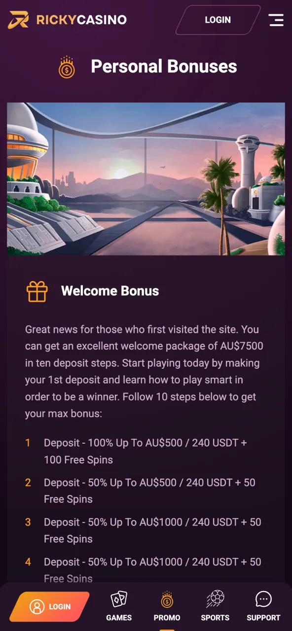 Exclusive bonuses and offers at Ricky Casino.