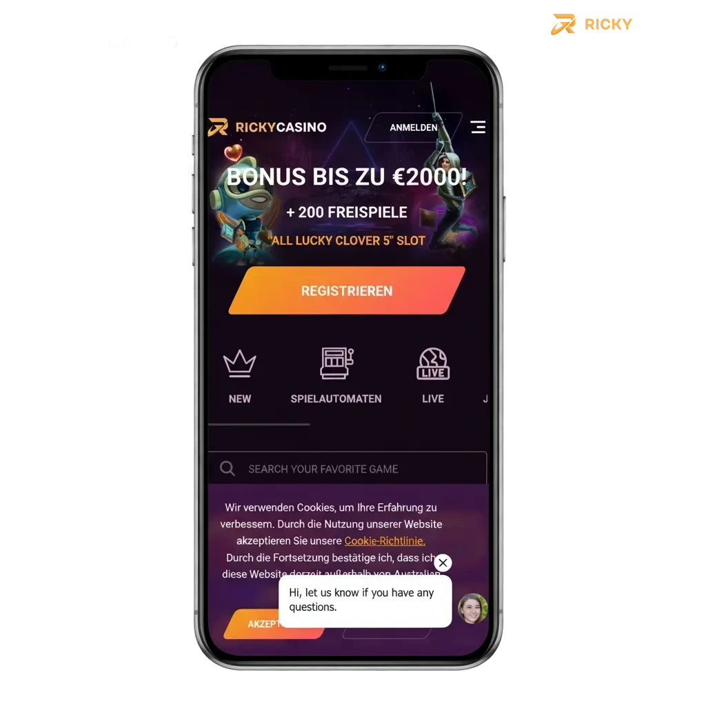 Download Ricky Casino app for Android & iOS - fast, secure. Bonus up to AU$7,500/2,400 USDT + 550 free spins.