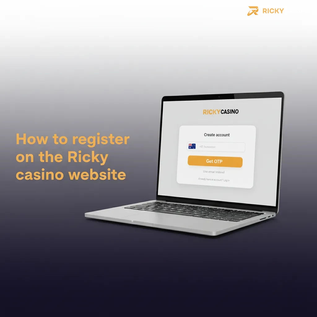 Five-step Ricky casino registration: Sign Up, details, method, verify email, first deposit.