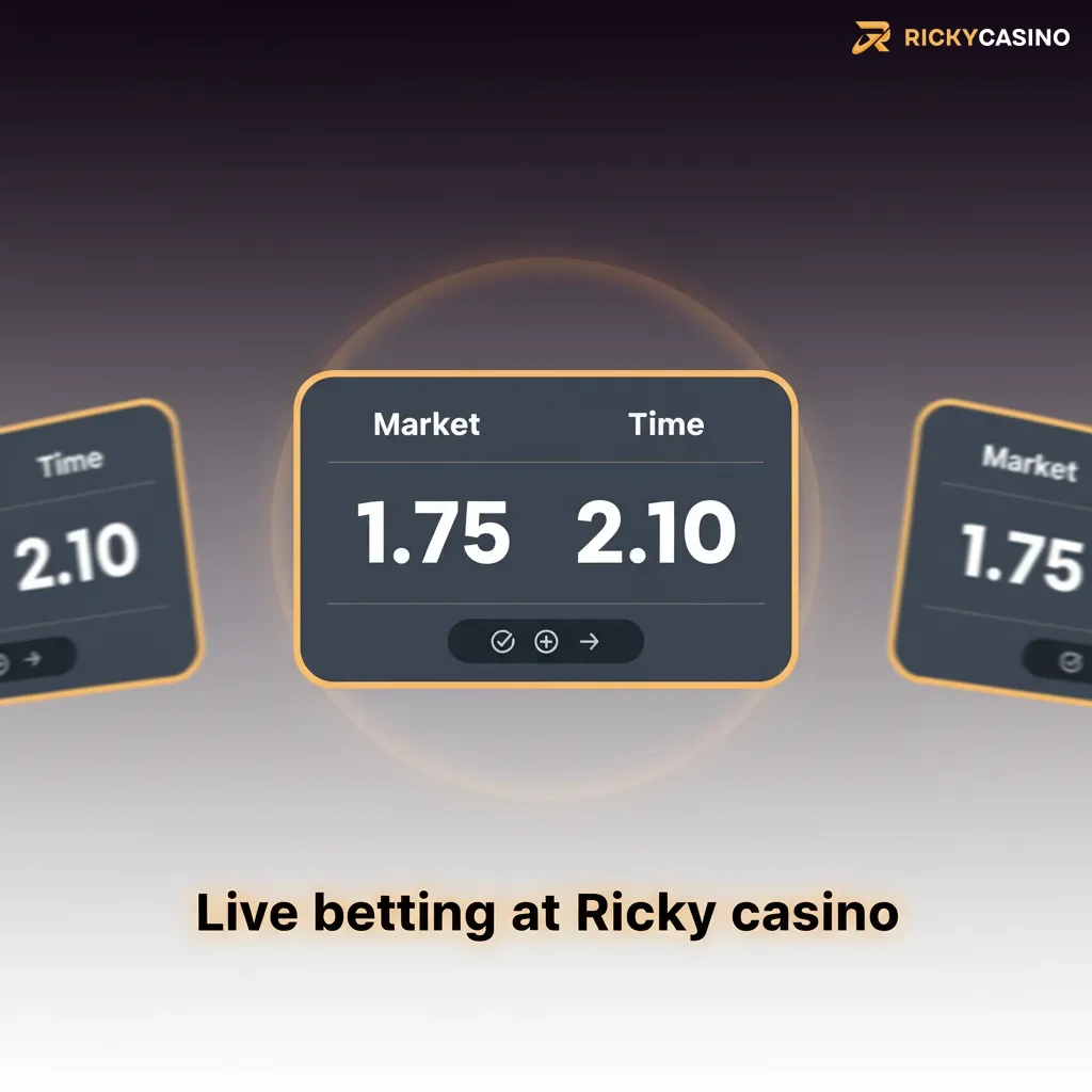 Ricky Casino live betting screen with dynamic odds, match stats, cash-out and stake controls across AFL, NRL, tennis and more