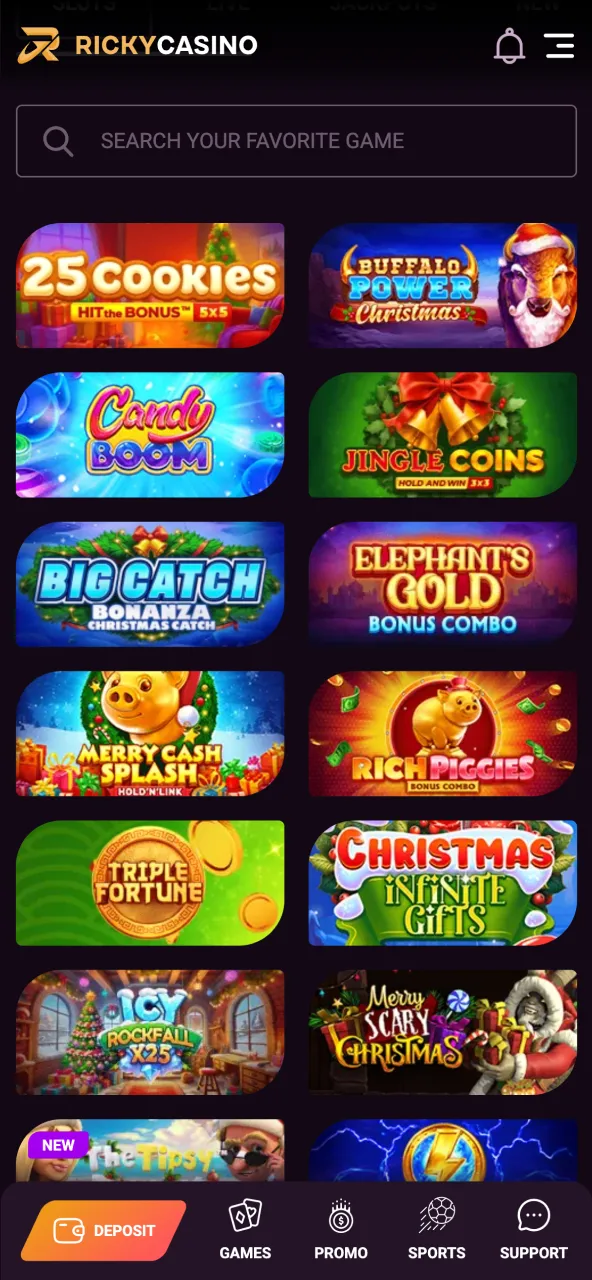 Refresh account balance at Ricky Casino before resuming games.