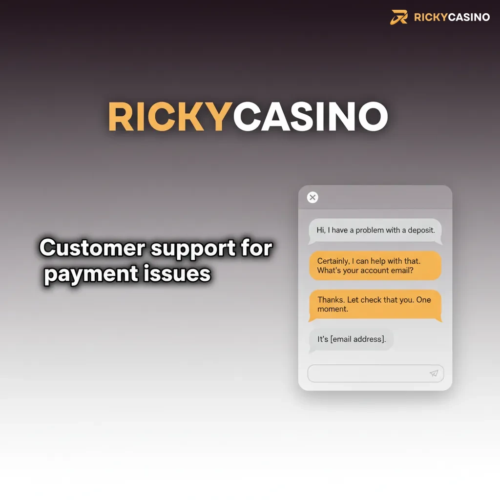 Customer support for payment issues: chat via Help icon, email support@rickycasino.com, in‑app messages.