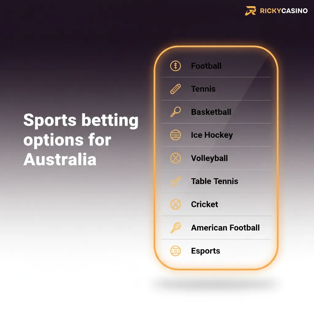 Sportsbook options for Australia: AFL, NRL, cricket, tennis, horse racing, and soccer with live markets, multis, and props.