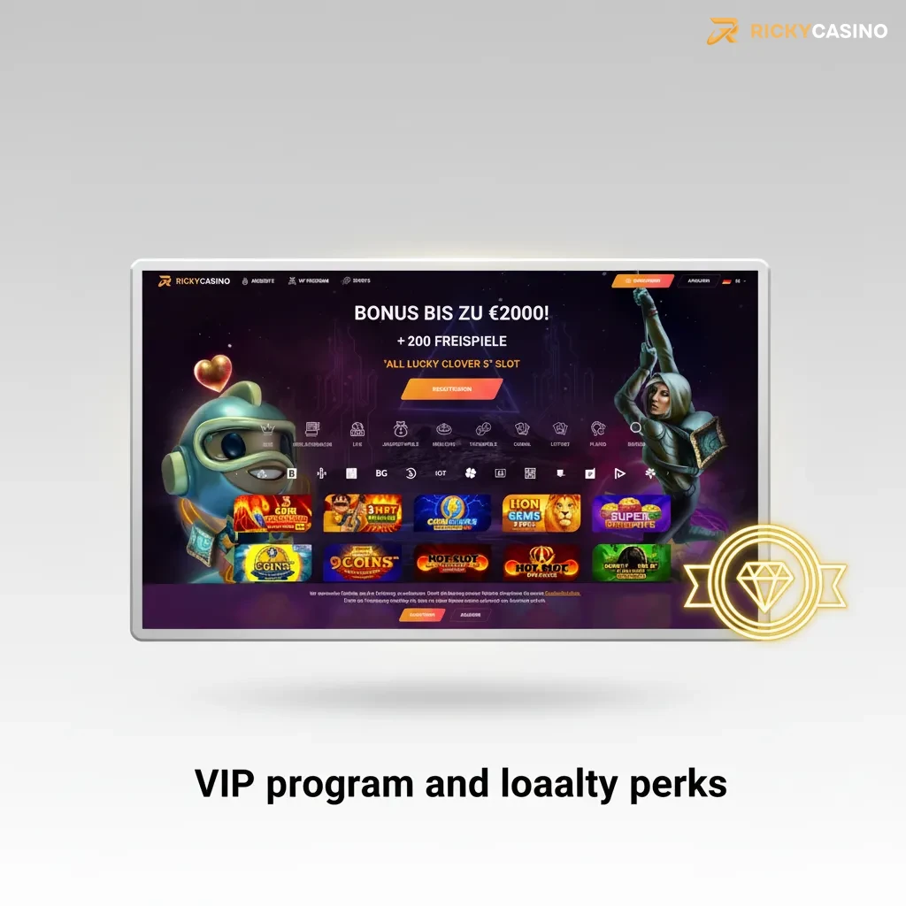 VIP program tiers from Bronze to Diamond with perks: cashback, support, faster withdrawals, exclusive promos, tailored limits